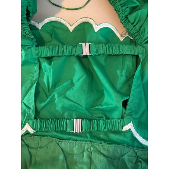 English Factory Women's Size XS Green Tiered Scalloped Puff Sleeve Maxi Dress - Picture 7 of 10